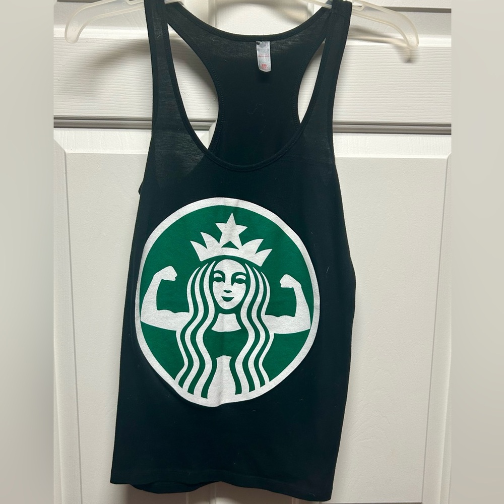 Star Emblem Black Racerback Tank Top - Green & White Logo